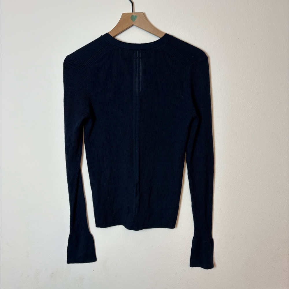 Madewell Merino Wool Silk Blend Cardigan Navy Blue Button Front Size M - Picture 9 of 11